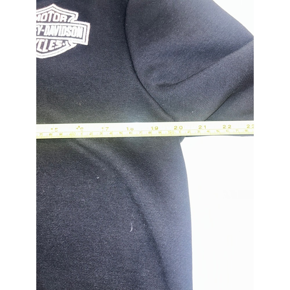 Harley-Davidson Lace Up Hoodie Black Embroidered Logo Sweatshirt Women's Large - Picture 4 of 7